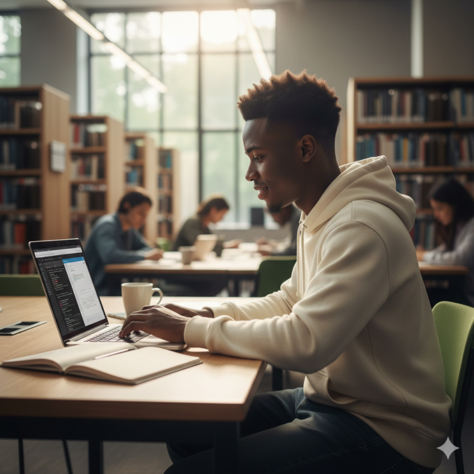Student with laptop