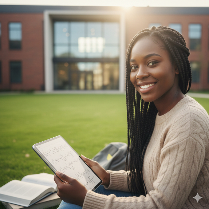 Student with tablet